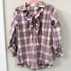Joyfolie Girl plaid flannel ruffle shirt 7 years
